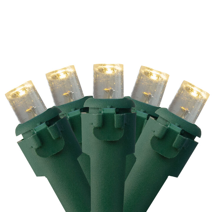 300 Warm White LED Wide Angle Christmas Lights - 74.75 ft Green Wire