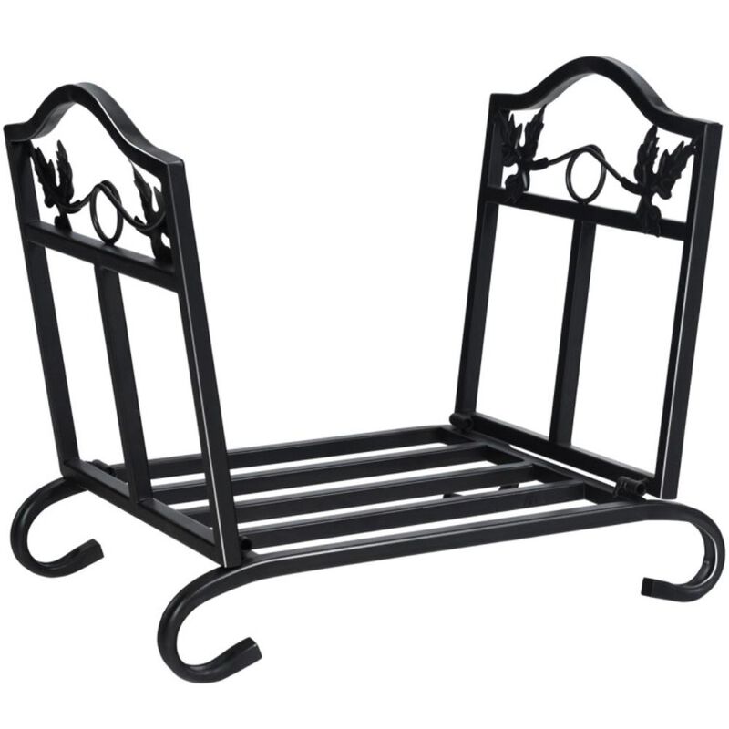 Hivvago Foldable Firewood Log Rack Steel Wood Storage Holder