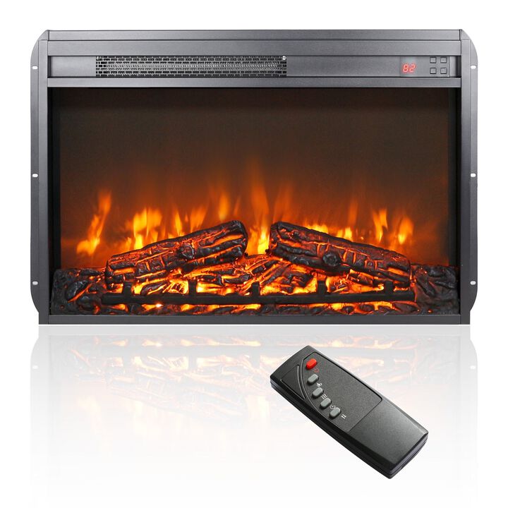 MONDAWE 26 Inch Electric Fireplace Insert, Ultra Thin Heater With Log Set and Realistic Flame, Remote Control With Timer, Overheating Protection MONDAWE 26 Inch Electric Fireplace Insert, Ultra Thin Heater With Log Set and Realistic Flame, Remote Control With Timer, Overheating Protection
