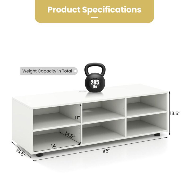 Hivvago TV Stand for TV up to 55 Inch with 6 Storage Compartments-White