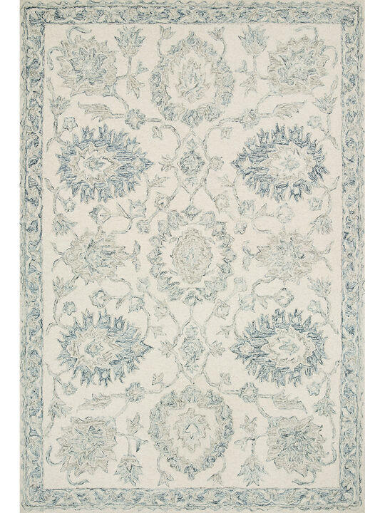 Norabel NOR04 Ivory/Blue 3'6" x 5'6" Rug
