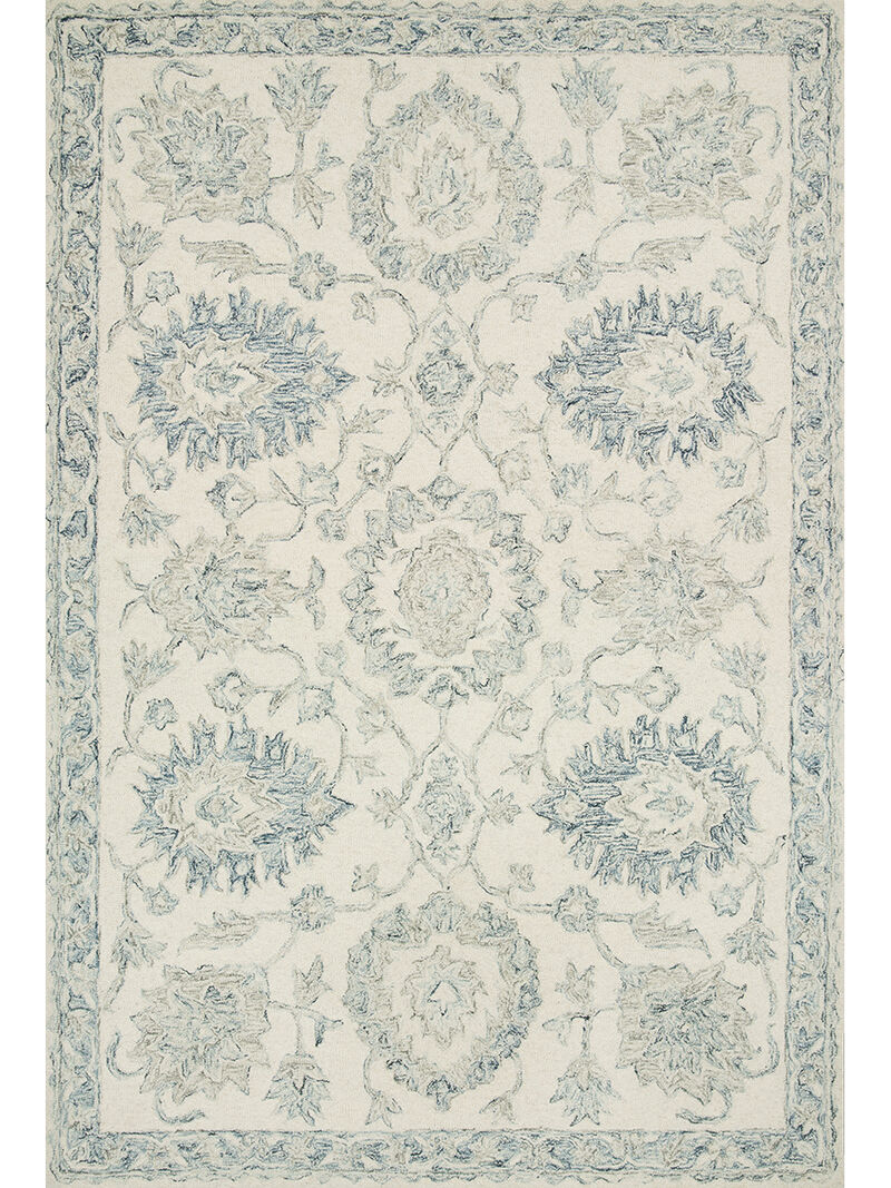 Norabel NOR04 Ivory/Blue 3'6" x 5'6" Rug