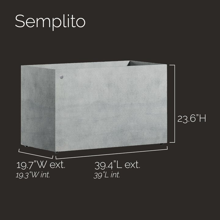 COSAPOTS Semplito Rectangular Planter – Concrete Stone Finish – Fiberglass Indoor/Outdoor and Weather-Resistant Large Planter (39.4" L x 19.7" W x 23.6" H Exterior, 39" L x 19.3" W Interior)