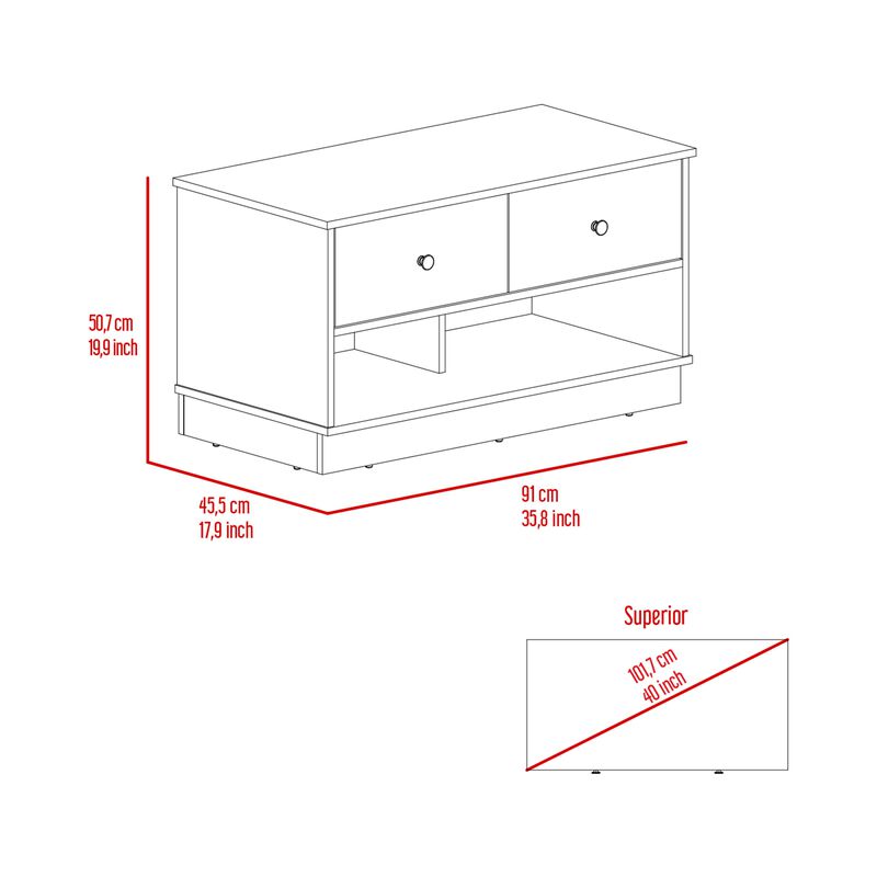 Hamilton Storage Bench, Two Open Shelves, Two Drawers -Black