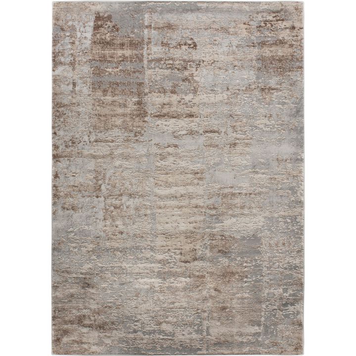 8' X 10' Gray and Brown Contemporary Rectangular Area Throw Rug