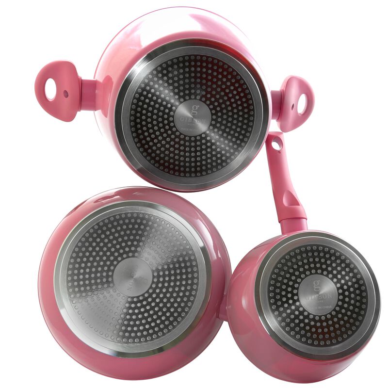 Gibson Home Plaza Cafe 7 Piece Aluminum Nonstick Cookware Set in Lavender