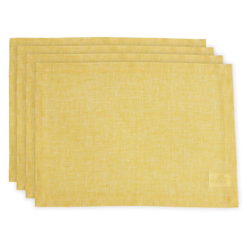 Solino Home 100% Pure Linen 14 x 19 Inch Placemats Set of 4 | Athena