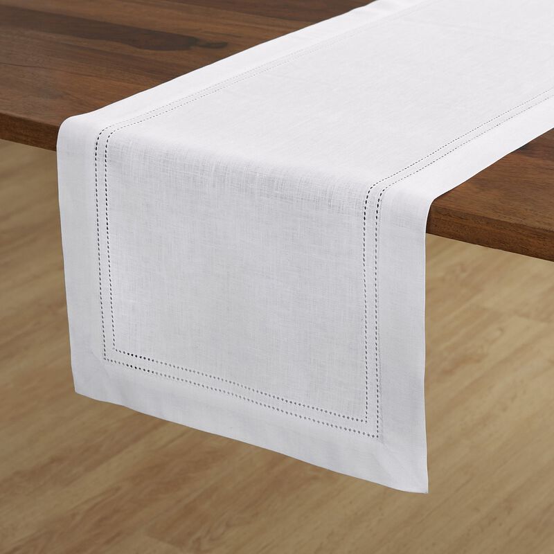 Solino Home 100% Pure Linen Table Runner | Linen Double Hemstitch