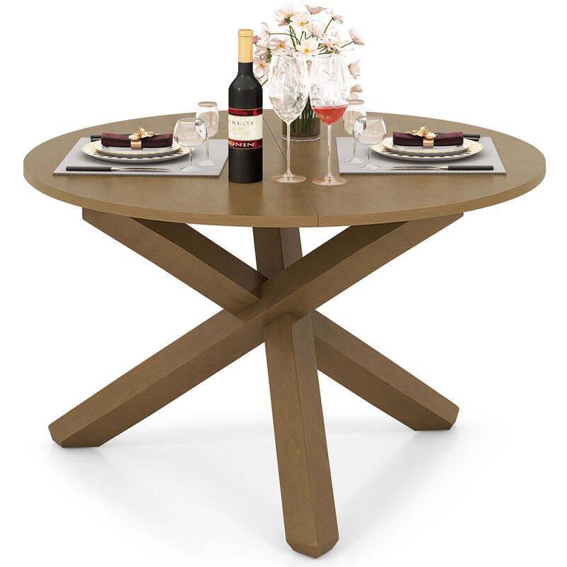 47 Inches Round Dining Table with Solid Acacia Wood Legs