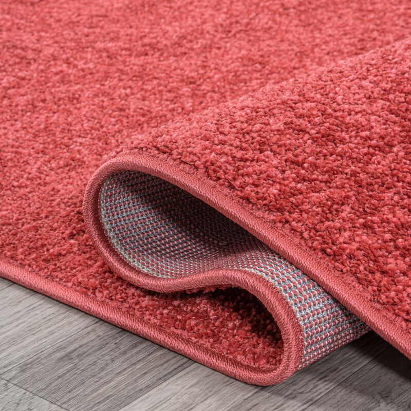 Haze Solid Low-Pile Red Area Rug