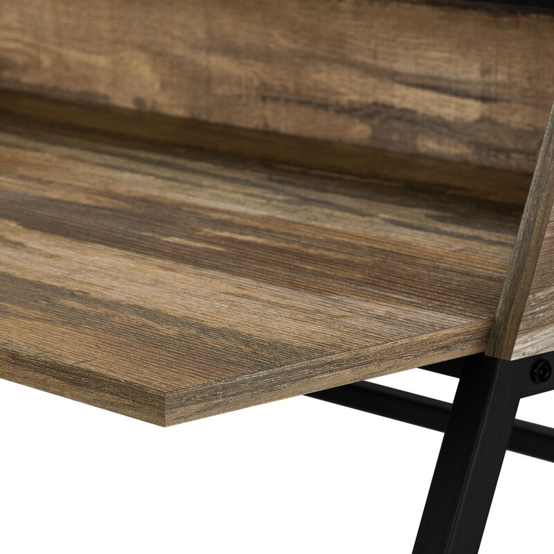 Monarch Specialties I 7548 Computer Desk, Home Office, Laptop, Storage Shelves, 48"L, Work, Metal, Laminate, Brown, Black, Contemporary, Modern