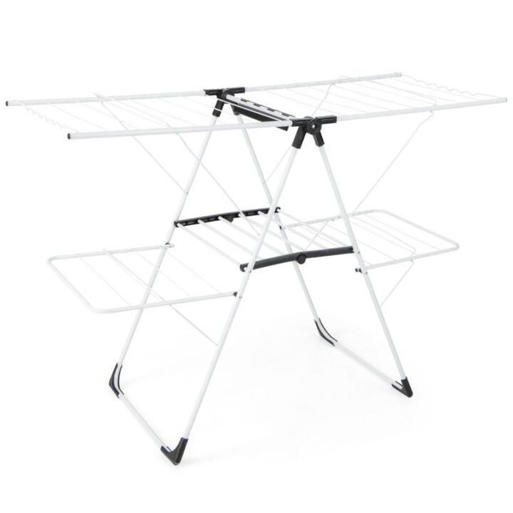 Hivvago 2-level Laundry Drying Rack with Height Adjustable Wings