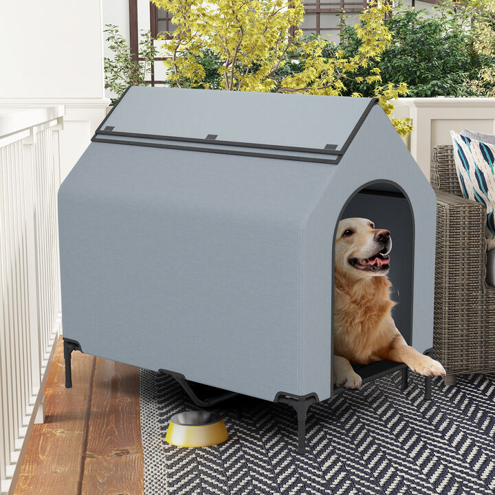 Outdoor Elevated Pet House with Ventilated Windows for Better Airflow
