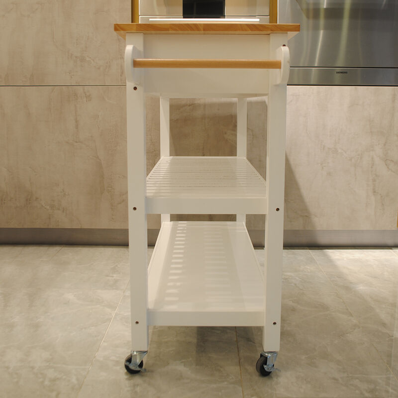 Streamdale Mobile Kitchen Island with Rubberwood Top