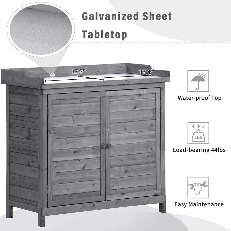 Merax Rustic Garden Wood Potting Bench Table
