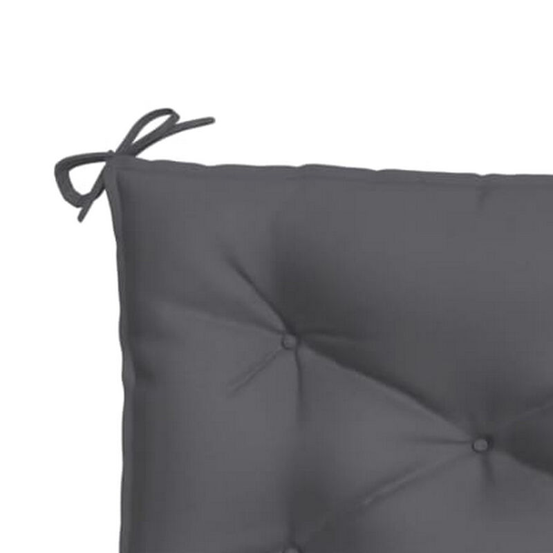 Outdoor Cushion for Bench, 43x20 In, Tufted Stitch Gray Oxford Fabric - Benzara