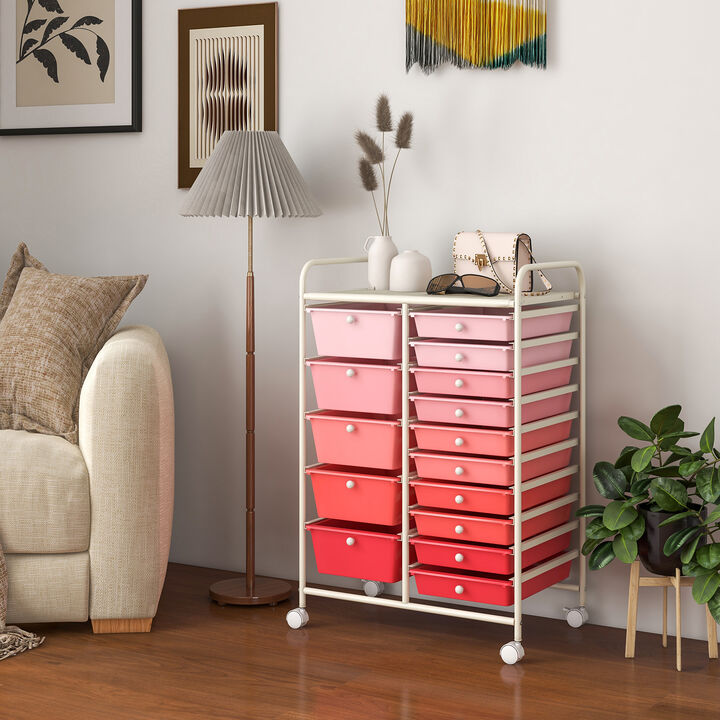 15-Drawer Storage Rolling Organizer Cart