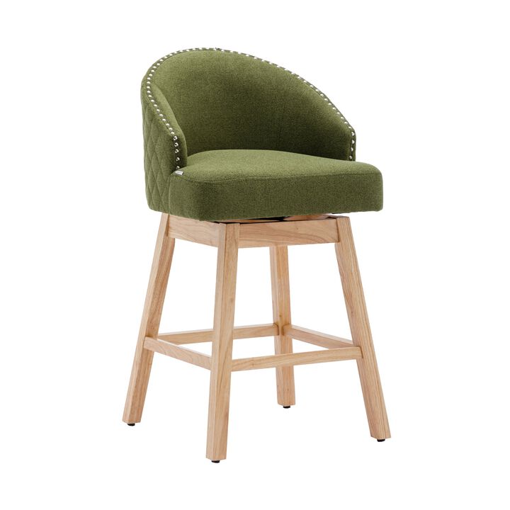 MONDAWE Bar Stools 360 Degree Swivel Counter Height Chairs with Footrest for Kitchen, Dining Room(Set of 2 )