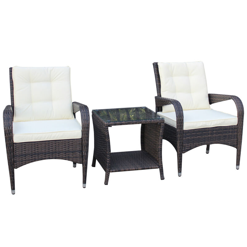 Outdoor Patio Furniture Sets 3 Piece Conversation Set Wicker Rattan Sectional Sofa With Seat