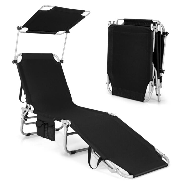 Hivvago Adjustable Outdoor Beach Patio Pool Recliner with Sun Shade