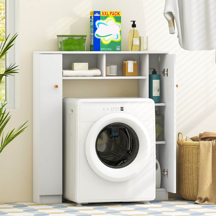 Over The Toilet Storage Cabinet with 2 Open Compartments and 4 Adjustable Shelves