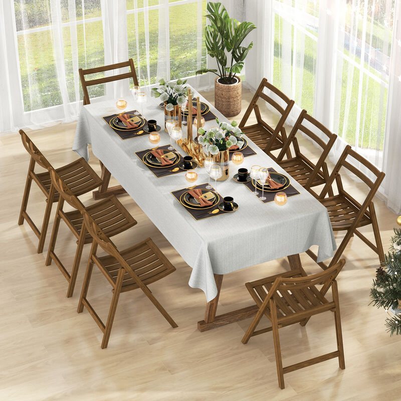 Rubber Wood Frame and Folding Dining Chair Set of 2 with Slatted Seat