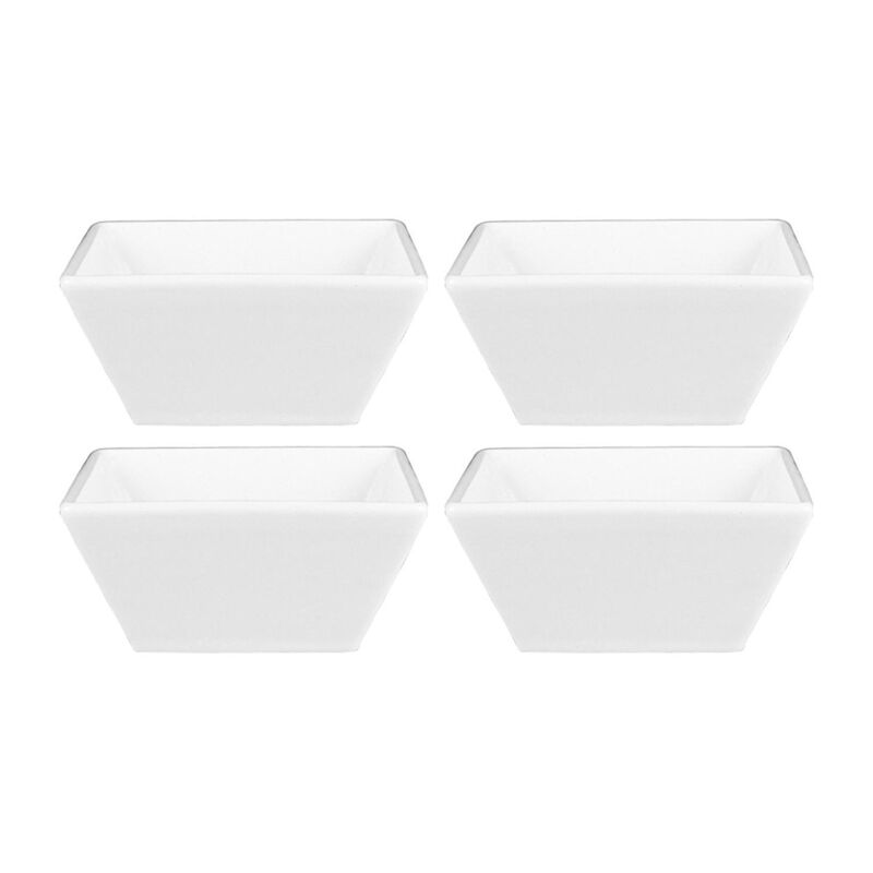 Porcelain Merid 4" x 4" x h:2" 7 oz. Square White Porcelain Bowl (Set of 4)