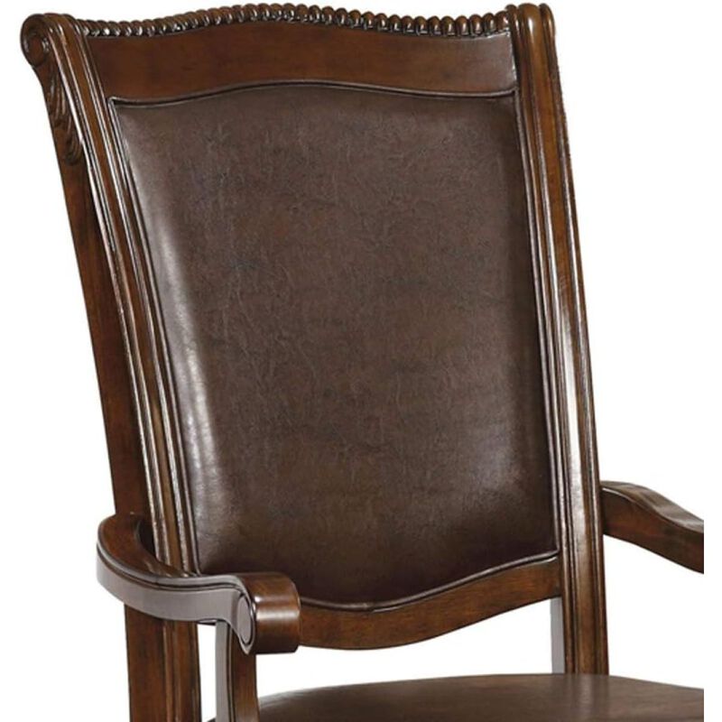 Cherry Wood Dining Chairs Set Of 2 - Traditional Style