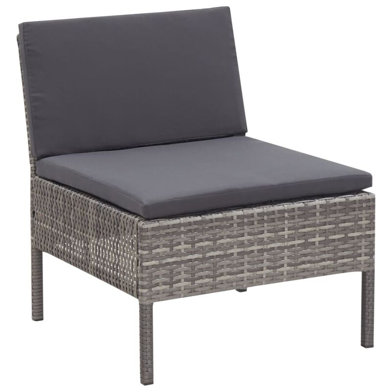 vidaXL 5 Piece Garden Sofa Set with Cushions Poly Rattan Gray
