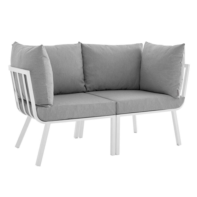 Riverside 2 Piece Outdoor Patio Aluminum Sectional Sofa Set-Benzara