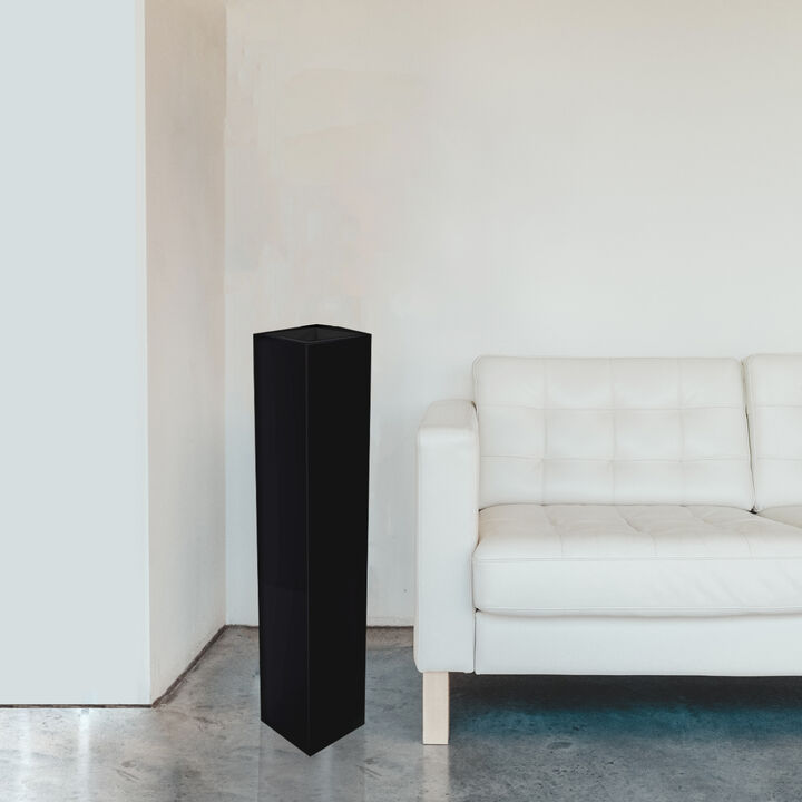 30 inch Tall Rectangular Wooden Modern Floor Vase - Sleek Contemporary Decor Accent for Living Room, Bedroom, Hallway and Entryway - Handcrafted Decorative Display Piece with Elegant Design, White