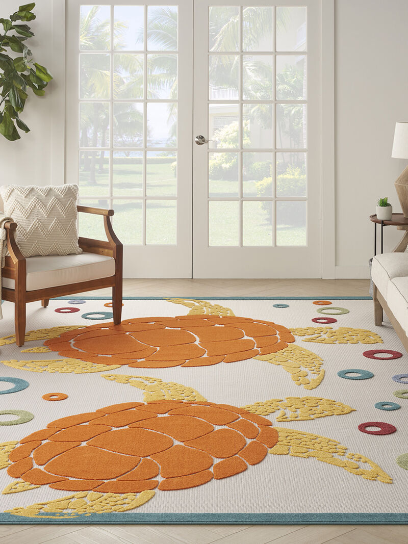 Aloha ALH27 Teal/Multicolor 3'6" x 5'6" Rug