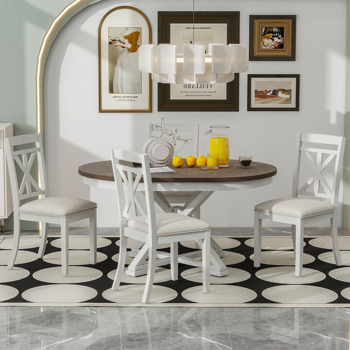 Merax 5-Piece Retro Dining Table Set with 4 Chairs
