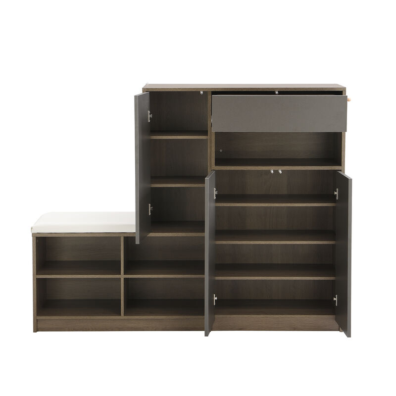 Merax Multi-functional Shoe Rack Bench with Padded Seat
