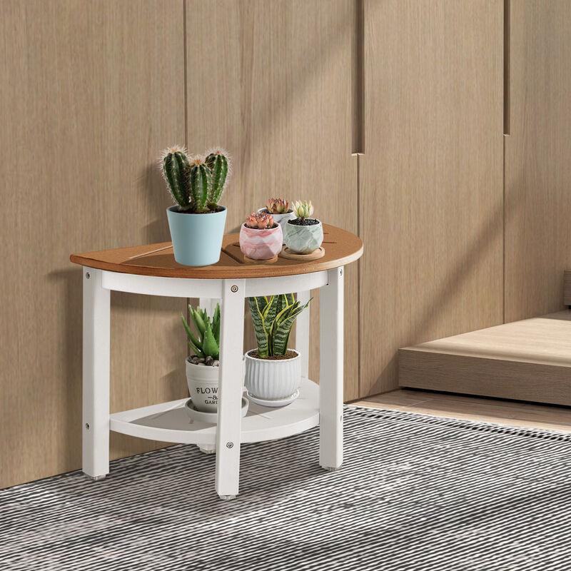 Waterproof HDPE Shower Bench with Semicircular Seat and Storage Shelf