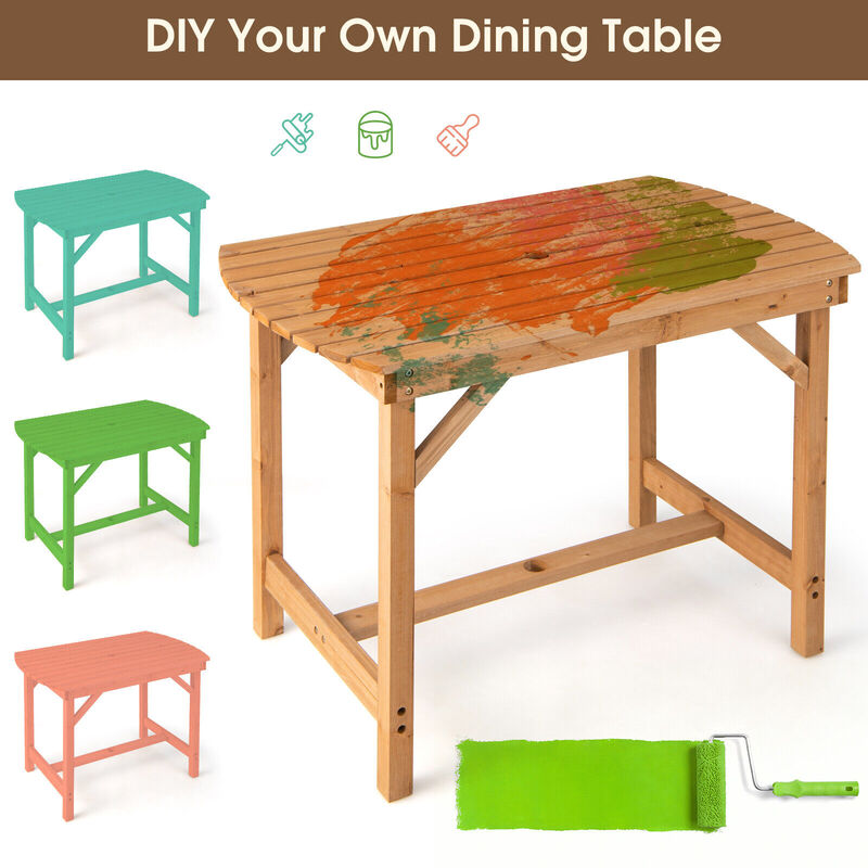 Outdoor Fir Wood Dining Table with Umbrella Hole