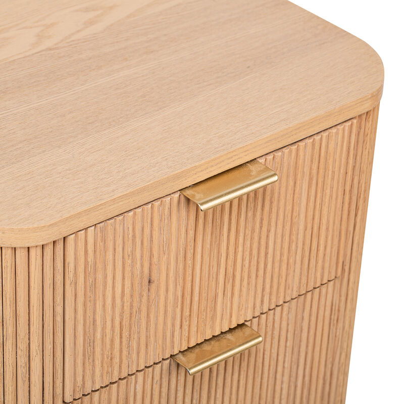 Bedside Table Chest of Drawers 3 Drawers Natural Wood