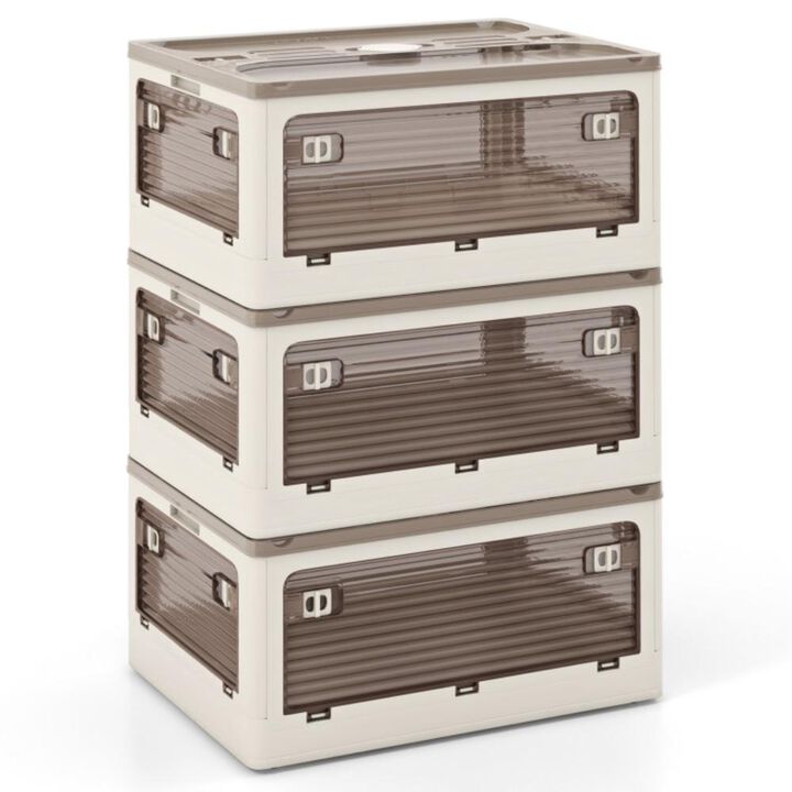 Hivvago 3-Pack Stackable Storage Bins with Lids with 5 Opening Ways
