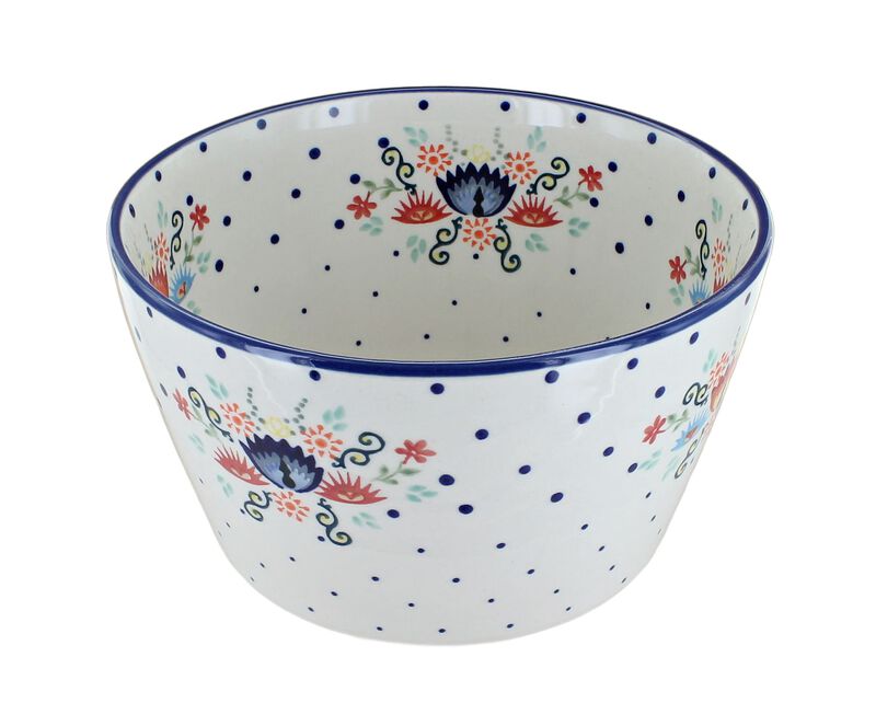 Blue Rose Polish Pottery Medium Deep Serving Bowl