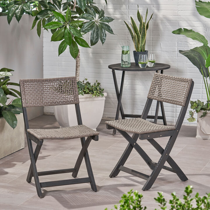Merax Outdoor Wooden Bistro Chairs of 2 PCS