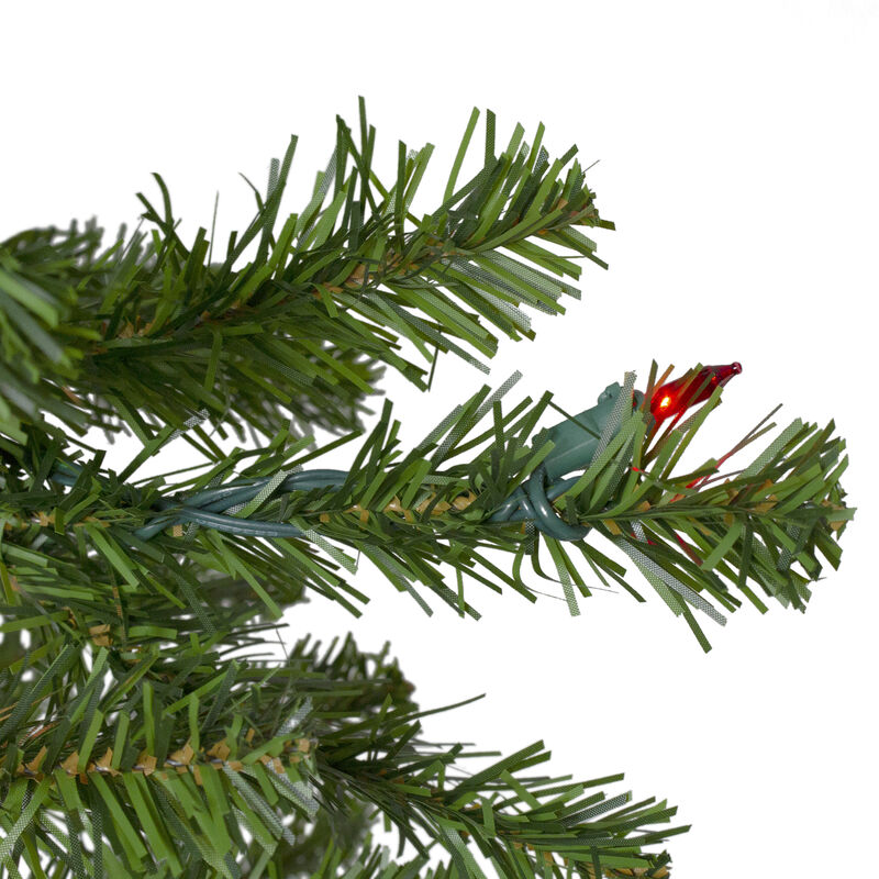 7.5' Pre-Lit Pencil Canadian Pine Artificial Christmas Tree - Multicolor Lights