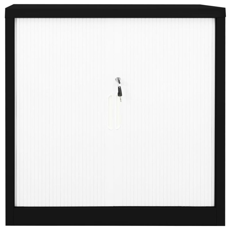 vidaXL Sliding Door Cabinet Black and White 35.4"x15.7"x35.4" Steel