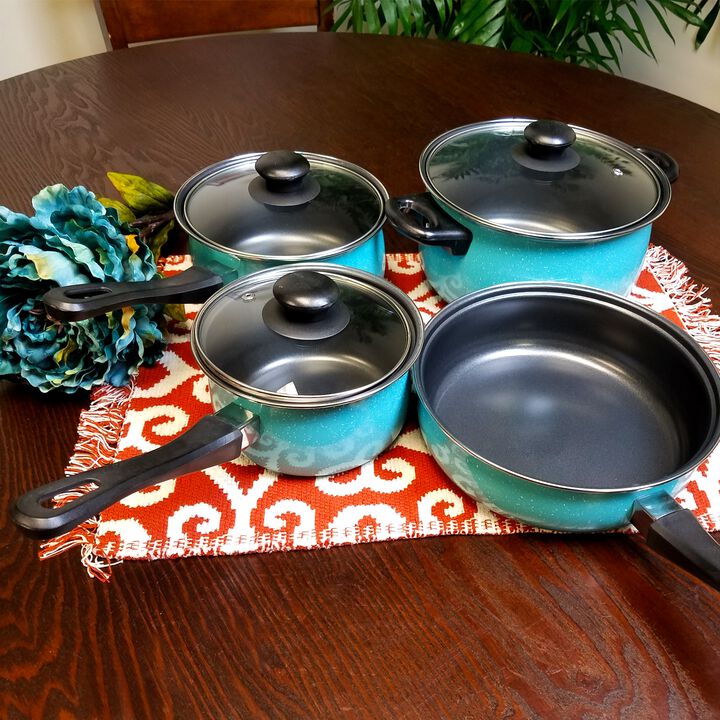 Gibson Home Casselman 7 piece Cookware Set in Turquoise