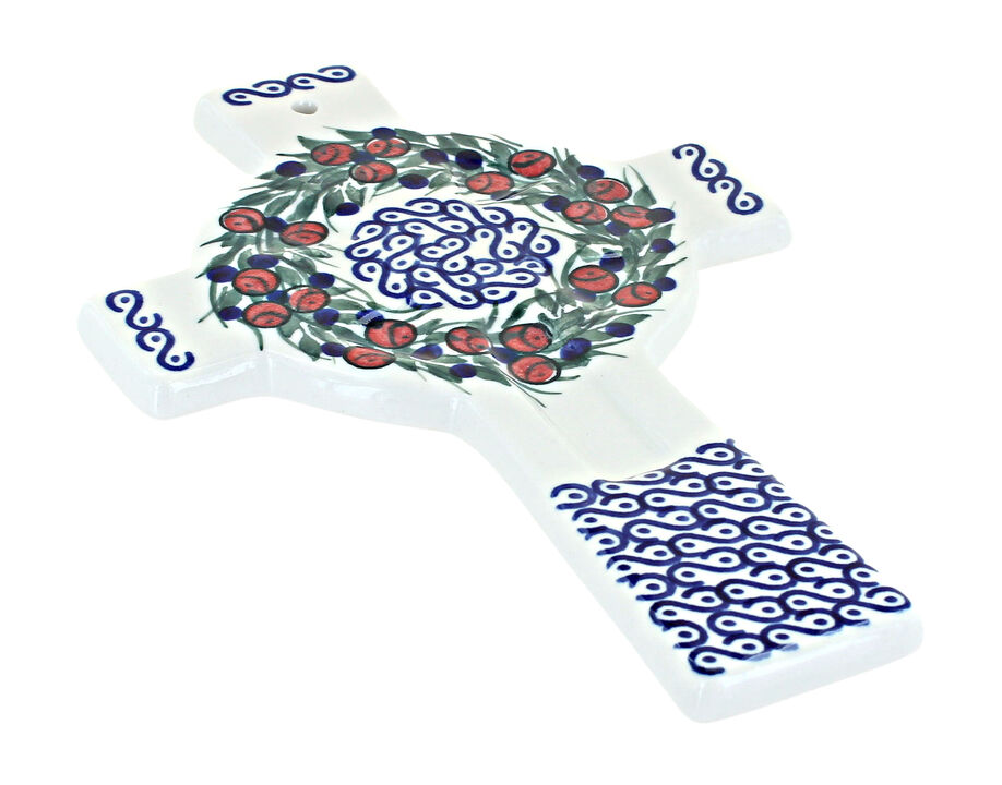 Blue Rose Polish Pottery Cross