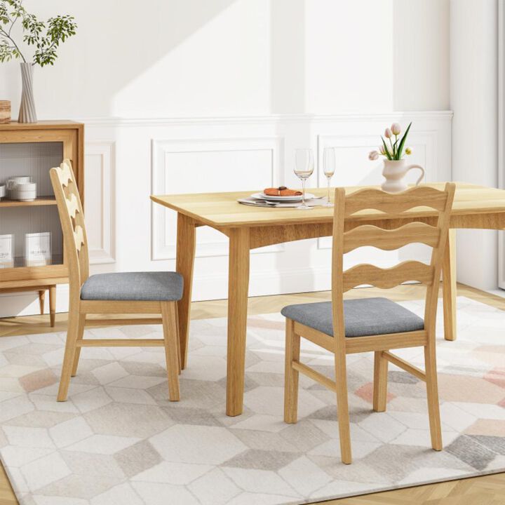 Hivvago Dining Chair Set of 2 Linen Fabric Upholstered Kitchen Chairs with Padded Seat