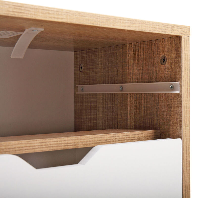 Streamdale Modern Nightstand Set (2) with Drawers and Splayed Legs, White