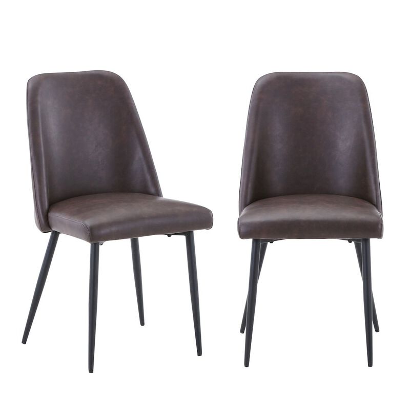 Jofran Maddox Mid-Century Modern Faux Leather Upholstered Dining Chair (Set of 2)