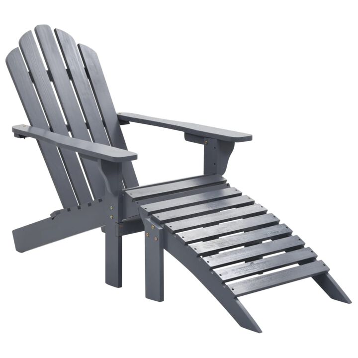 vidaXL Garden Chair with Ottoman Wood Gray