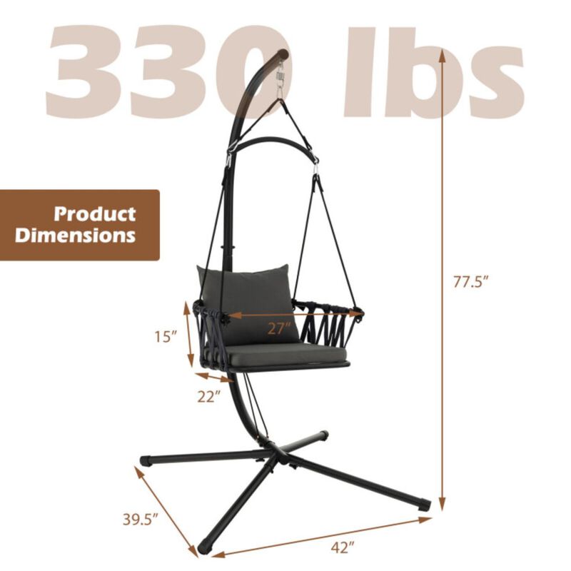 Hivvago Hanging Swing Chair with Stand-Gray