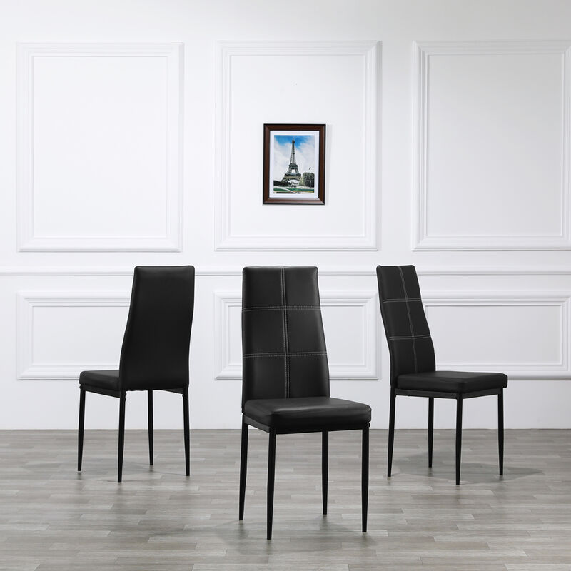 4pcs Elegant Dining Chairs Stylish Seating with 6-Grid Decorative Backrest for Modern Dining Rooms